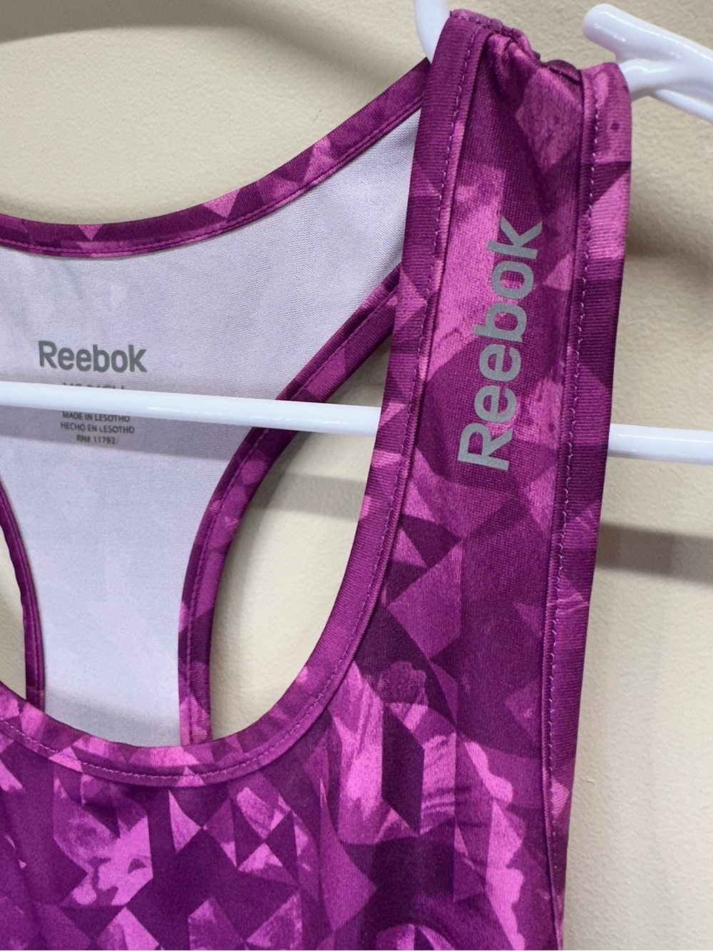 Reebok XS Purple Geometric Racerback Athletic Tank • Workout Running Top - Picture 3 of 3